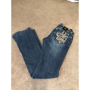 Miss Me‎ Jeans Women's Size 27 Mid Rise Boot Jeans Rhinestone Dark Wash